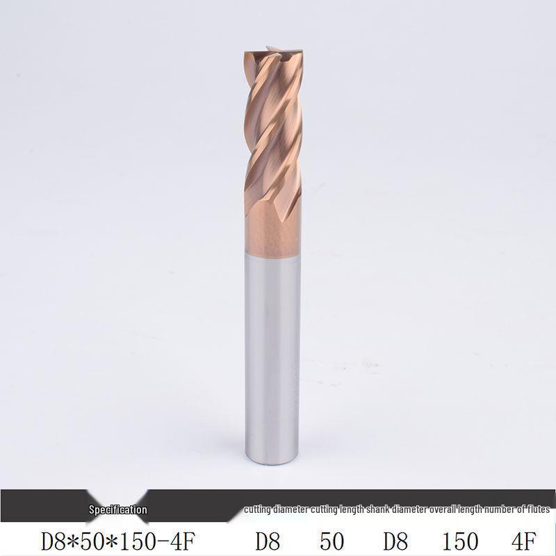 55° Tungsten Steel 4-Flute End Mill, Hard Alloy Coated, CNC Flat Bottom Tool