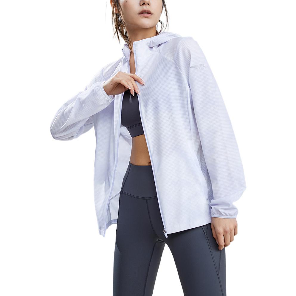 Anta Serie Running Color Sólido Con Capucha Cuello Alto Cremallera Chaqueta Chaqueta para Mujer Morado Claro 162225606-1