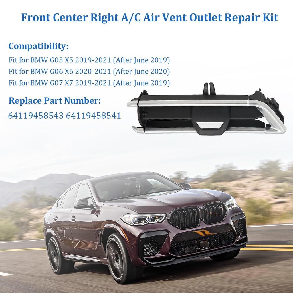 Tivora Front Center Right Air Vent Repair Kit Replaces 2019-2021 BMW X5 X6 X7 G05 G06 G07 64119458543 64119458541