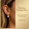 Elegant Imitation Pearl Drop Earrings for Women Stainless Steel Gold Color Bowknot Classic Everyday Office Wear Jewelry Gift
