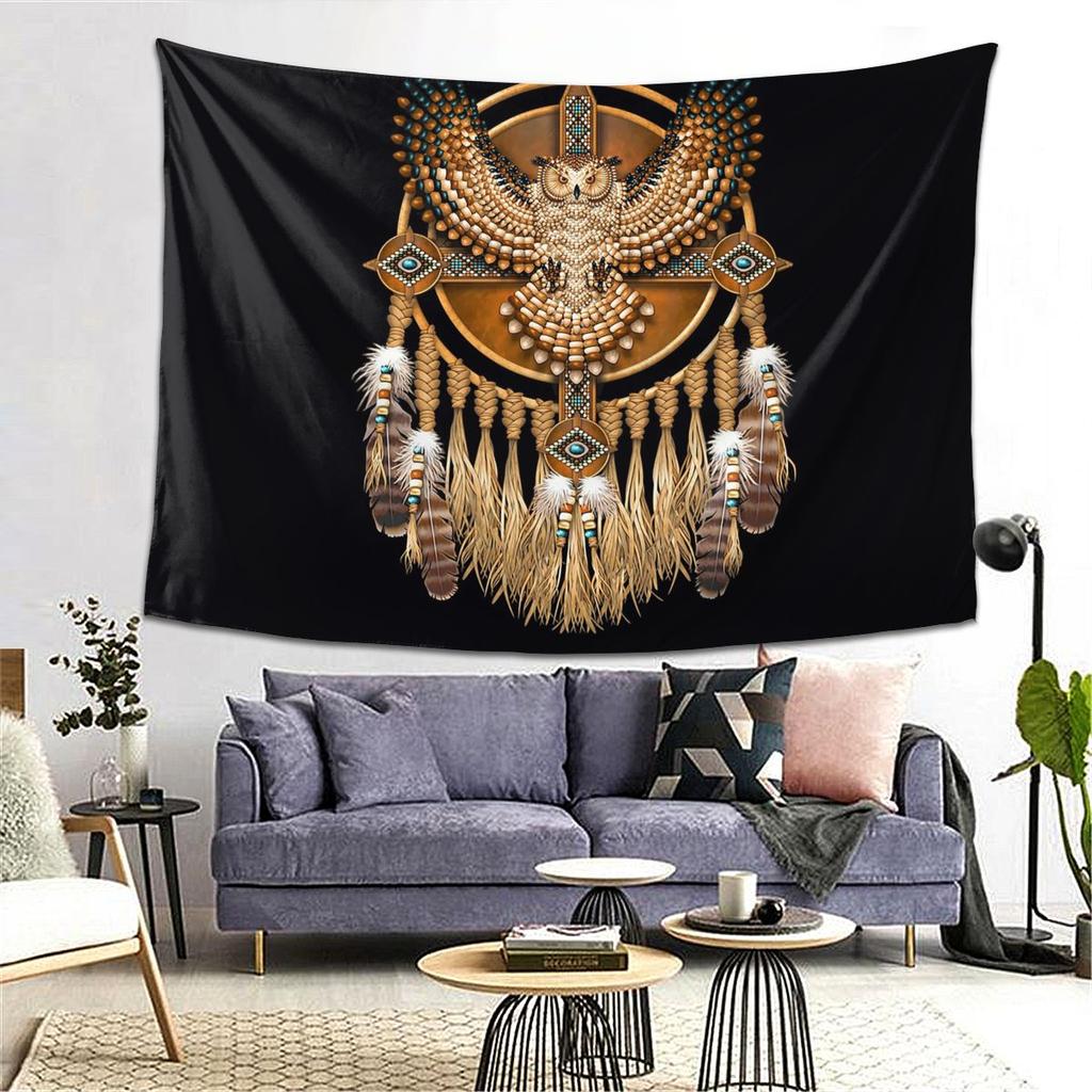 Native Mandala Owl American Tapestry Decoration Art Aesthetic Tapestries for Living Room Bedroom Home Wall Cloth Wall Hanging