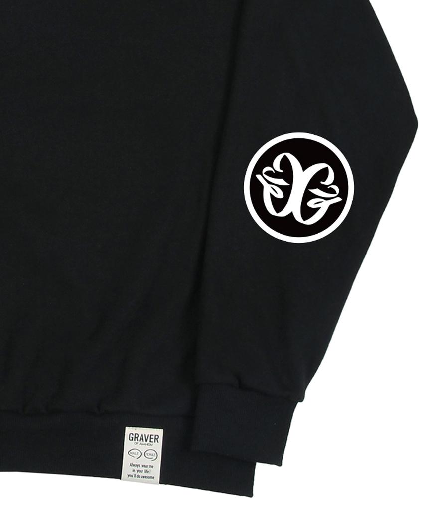 GRAVER [Unisex] Elbow Deco Logo Sweatshirt_Black/White Logo
