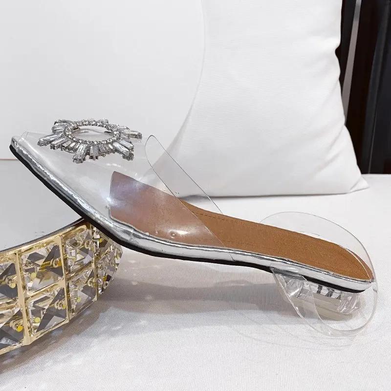 2024 Spring and Autumn Fashion New Sexy Banquet Transparent Comfortable Crystal Women's High Heels Zapatos Mujer