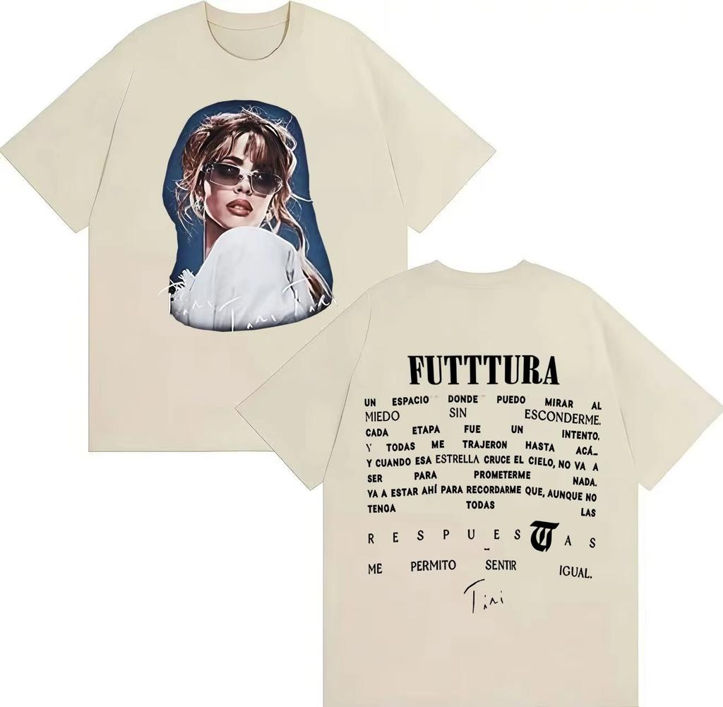 Sommer-Hit-Sängerin TINI Futtturas Album Popmusik Gothic Frühling Sommer 2026 Print Reines Baumwoll-Mode-Freizeit-T-Shirt y2k ins