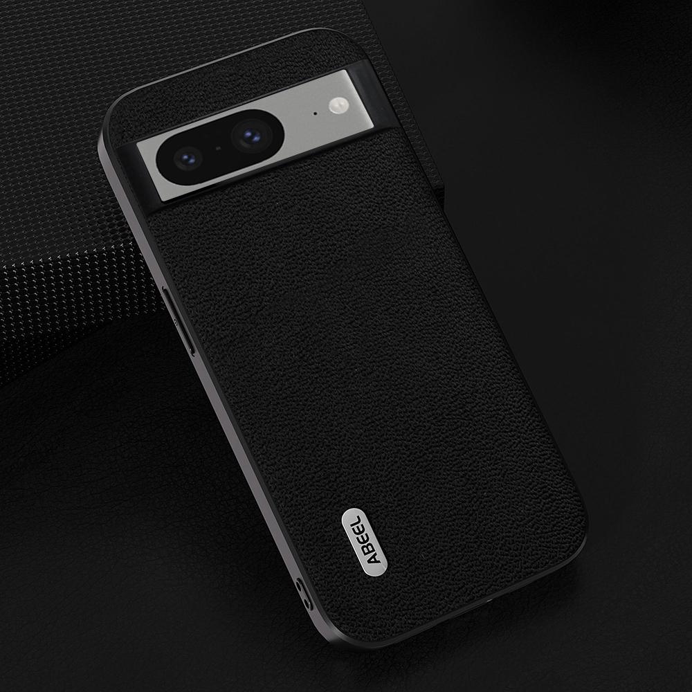 

ABEEL For Google Pixel 8 Genuine Cow Leather+PC+TPU Back Cover Litchi Texture Mobile Case Black