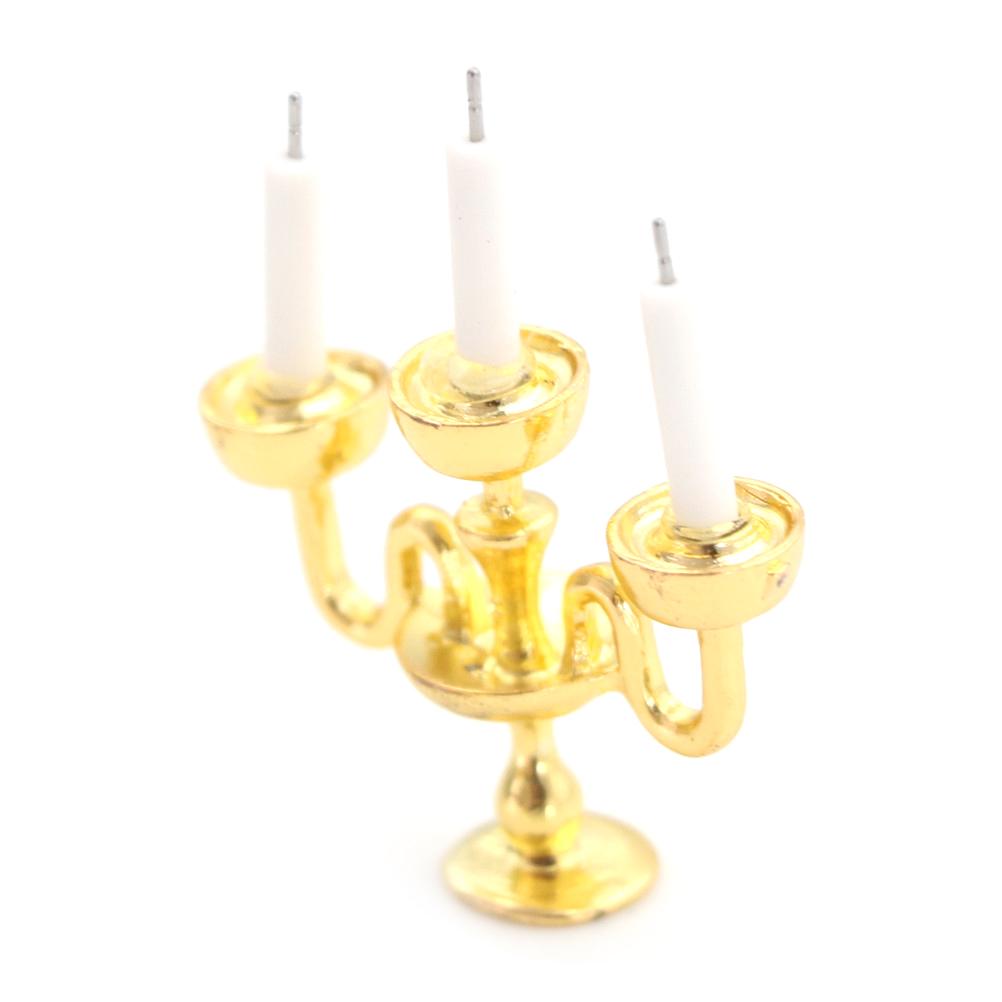 1/12 Doll House Miniature Mini Candlesticks White Candles DIY Accessories