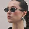 Vintage Y2K Style Oval Glasses Golden Metal Frame with Tortoiseshell Accents Black Lenses Perfect for Casual Parties