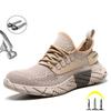 Men's Work Safety Shoes Men Steel Toe Work Boots Light Protective Casual Shoes Anti-Smashing Construction Safety Work Sneakers