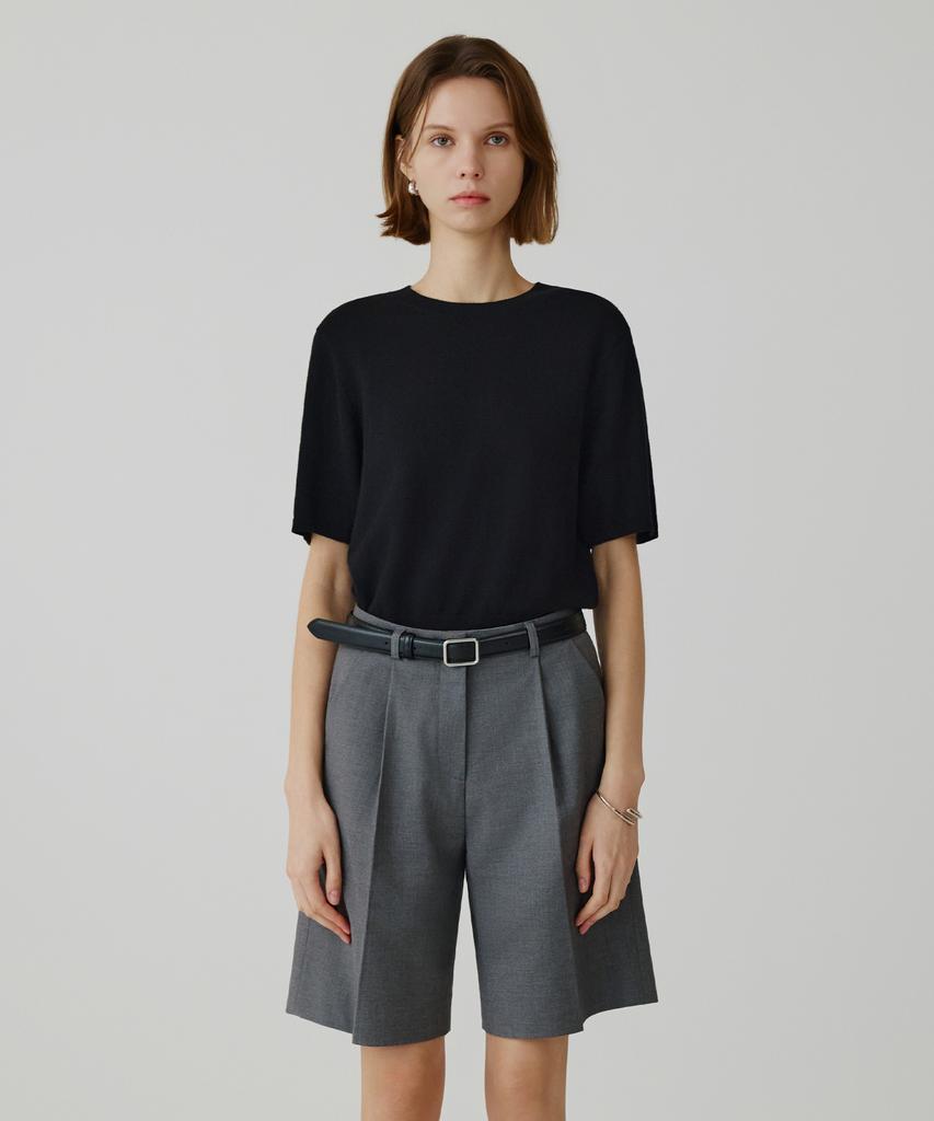 Siyajyu Sikn2184 Basic Round Neck Short Sleeve Knit_Black