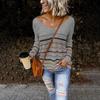 2024 Autumn/Winter Women's Striped V-Neck Knitwear Loose Casual Sweater
