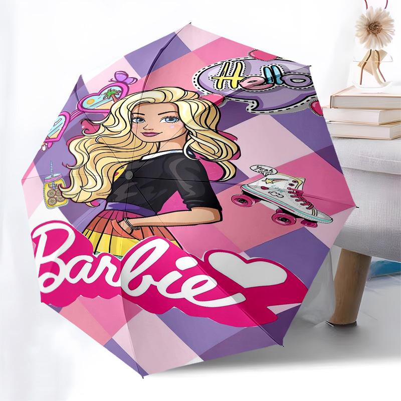 1pc Barbie Fashion Adventure Umbrella with Plastic Handle,Suitable for All Seasons Travel Outdoor Multi-functional UmbrellaDCS115