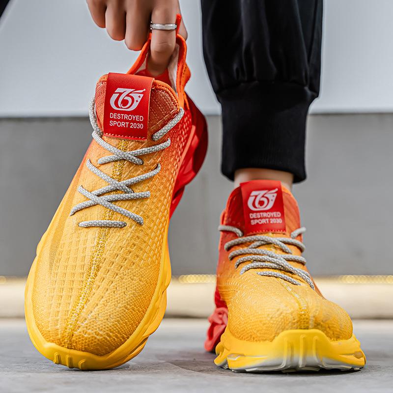 Men's Shoes Spring and Summer New Men's Running Sports Shoes Fly-woven Breathable Upper Color Matching Trend Fashion Casual Men's Shoes