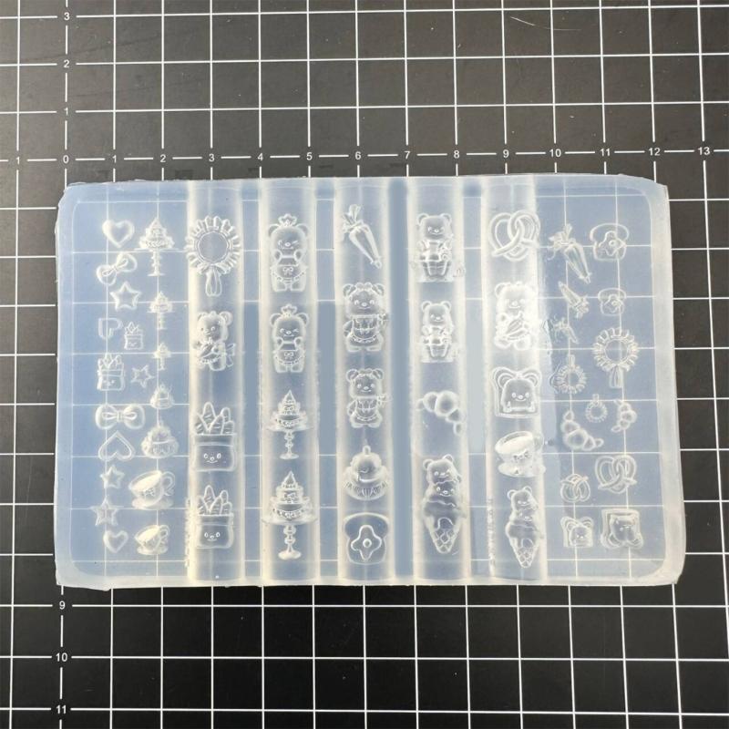 Nails Art Silicone Mold Dessert Bear Theme Manicure Training Tool Professional Manicure Supplies for Various Occasion