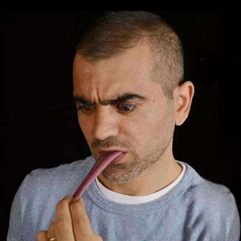 Realistic Fake Tongue Prank Steel Needle Tongue Piercing Magician Props Halloween Fool Day Trickery Toys Fake Simulation Magic