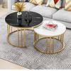 Modern Nordic Iron Coffee Table Set: Minimalist Round Mother and Child Design for a Quiet Living Room.