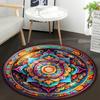 Mandala Flower Round Area Rugs - Non-Slip & Washable Polyester Carpet for Bedroom, Living Room & Farmhouse Decoration
