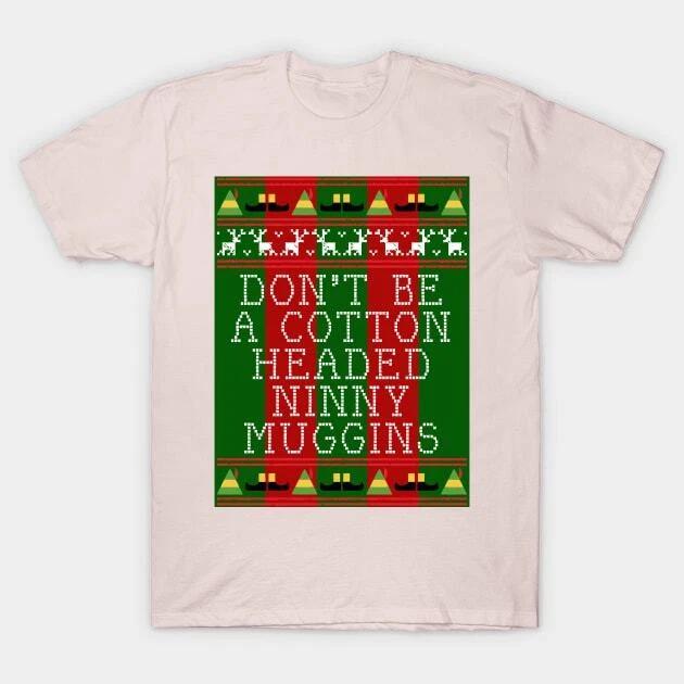Ninny Muggins Elf Quote Christmas Knit Made in Australia T-Shirt M