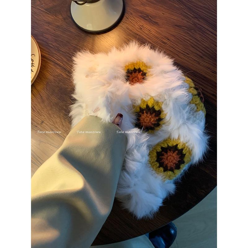 

Rabbit Fur Lion Hat National Fashion Wool Hat Women s Winter Cute Plush Fisherman Hat Plush Knitted Hat Tiger Head Hat Trendy one size