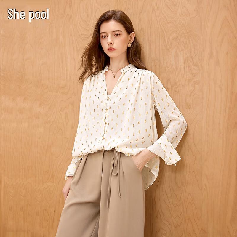 Women s Elegant Slim Fit Long Sleeve Stand Collar Blouse M