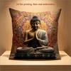 Buddha Lotus Mandala Print Pillow Cover Zen Spiritual Cushion Case For Meditation Yoga Room Home Decor