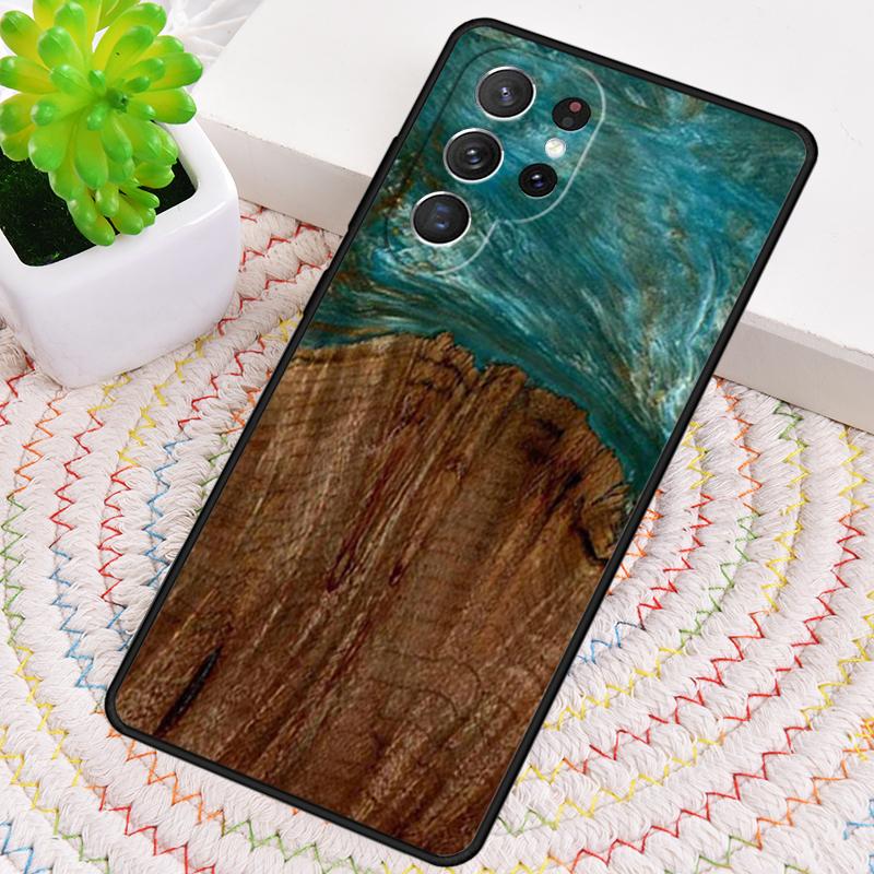Wood Resin Glue Gel Skin TPU Phone Case For Samsung Galaxy Note 10 Pro S26 S25 S24 S23 S22 Ultra Plus S21 FE S20 Cover