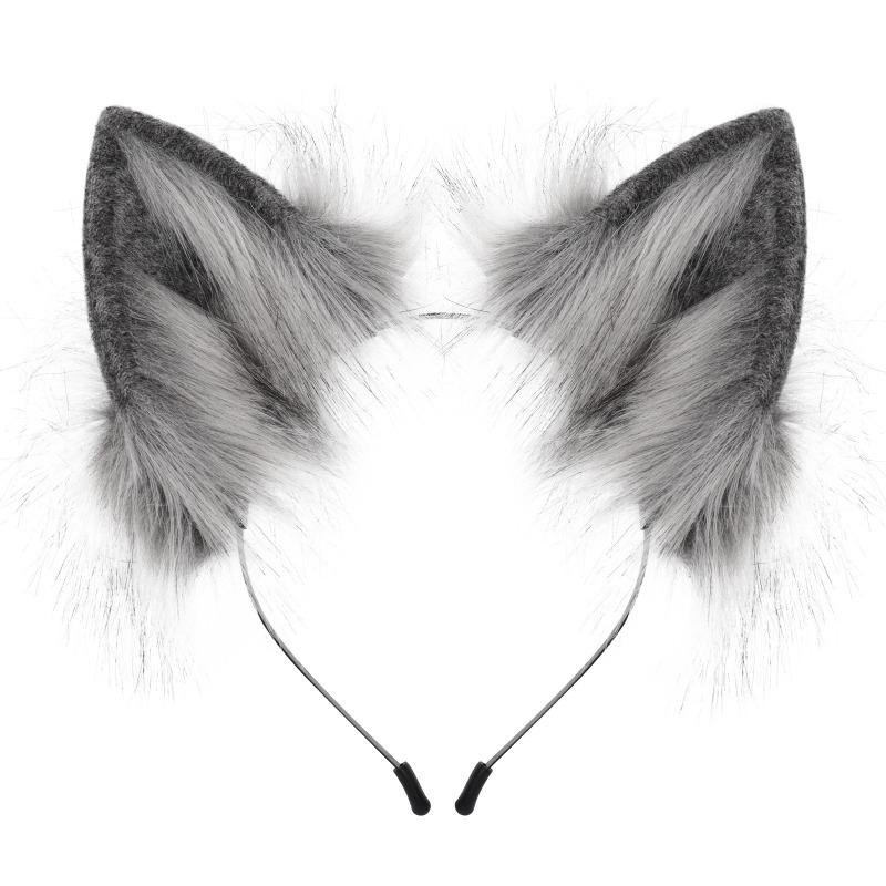 Plush Simulation Handmade Animal Ear Headband, Plush Dress Up Wolf Ear Headband Cosplay Play Lone Wolf Hair Accessories
