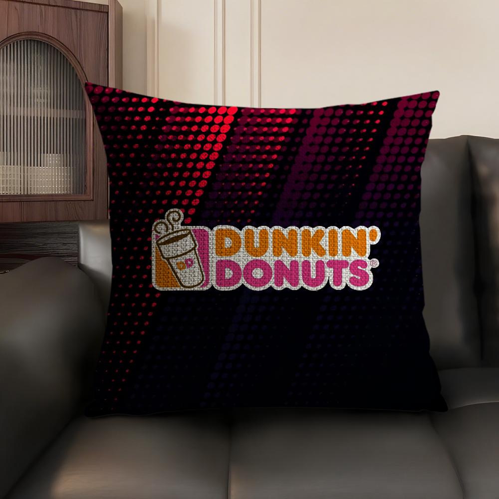 Food Dunkin' Donuts Cushion Cover Summer Breathable Linen Organic Fabric Double-Sided Printing Sofa Pillow Case Home Decor