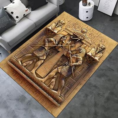 Ägyptischer Schatz Anti-Rutsch-Teppich – Bodenteppich mit antiker Kunst für Wohnzimmer, Schlafzimmer, Studentenwohnheim & Gartendekoration
