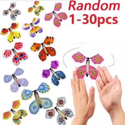 1-30PCS Random Magic Flying Butterfly Christmas Wind Up Toy Bookmark Internet Celebrity Colorful Butterfly Simulation Party Gift