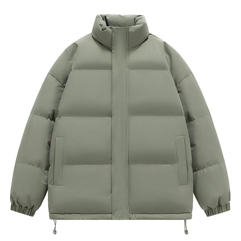 Unisex Oversized Puffer Jacket Winter Warm Cotton Coat Stand Collar Zipper Front Loose Fit