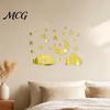 Mirror Cloud Decals 3D Star Moon Wall Stickers, Self Adhesive Decals, Removable Kids Room Stickers Sky Theme Decor for Bedroom Ceiling Cabinet Doors