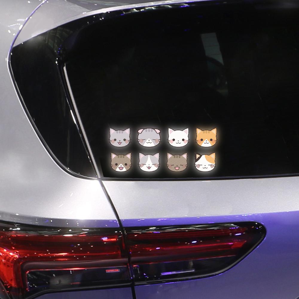 10Pcs Cartoon Cat Car Sticker Vehicle Motorcycle Reflective Scratch Blocking Window Windshield Cute Helmet Sticker Cute Decor