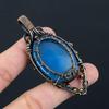 Tree Of Life Blue Chalcedony Gemstone Pure Copper Wire Wrapped Handmade Pendant Jewelry