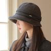 Folded temperament bucket hat autumn and winter hat women's fashion versatile basin hat big head circumference showing face small bucket hat