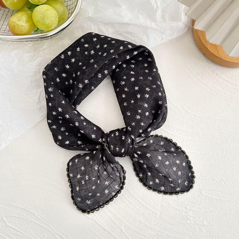 Silk scarf new retro literary cotton and linen square scarf decorative scarf floral headscarf headband multi-purpose scarf small shawl