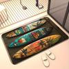1 stuk van een Deurmat met Surfboard Design, High-Definition Geprint, Voorzien van een Antislip Oppervlak Geschikt voor Badkamervloeren, Gemaakt van Microvezel Dat Absorbeert