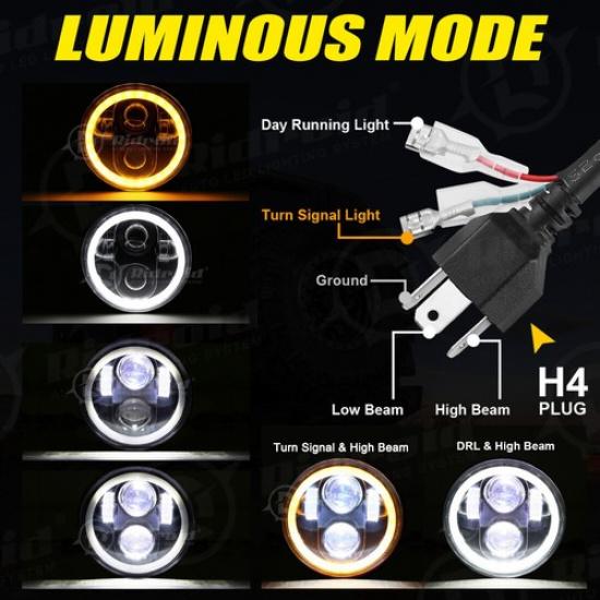 5-3/4 5.75" LED DRL Headlight Projector for Harley Davidson Dyna Street Bob FXDB