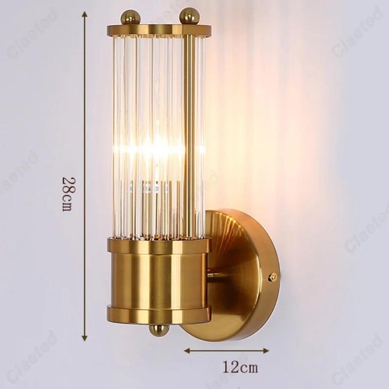 LED Minimalist Retro Full Copper Bedroom Bedside Wall Lamp Indoor Living Room Staircase Corridor Luxurious Decorative Lighting