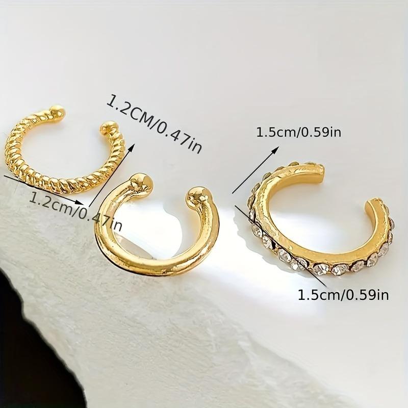 Korean Design Stainless Steel Clip Earrings No Piercing Gold Color Ear Bone Clips Simple Shiny Ear Cuffs for Women Jewelry