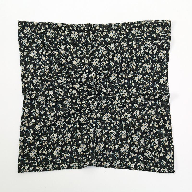 New Printed Chiffon Bag Head Square Scarf Small Floral Ethnic Headscarf Women's Sunscreen Shawl