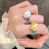 Lace Beehive Jewel Pearl Ring, Tahiti, Deep Sea Bead Lace Hollow Zircon Court Pearl Ring