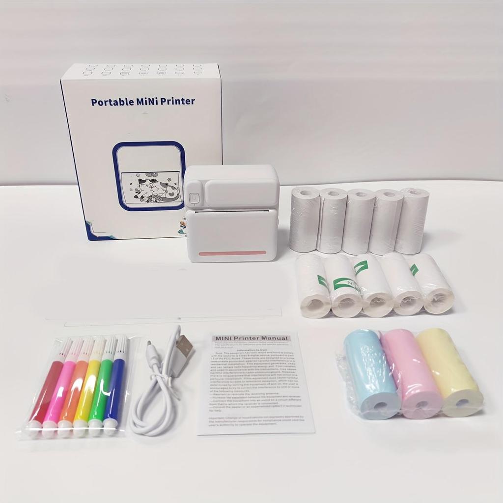 Stickerdrucker, Mini Thermodrucker Bluetooth Tragbarer Sticker Maker Druckpapier, für Notizen, Bilder, Etiketten, DIY, Mehrere Vorlagen