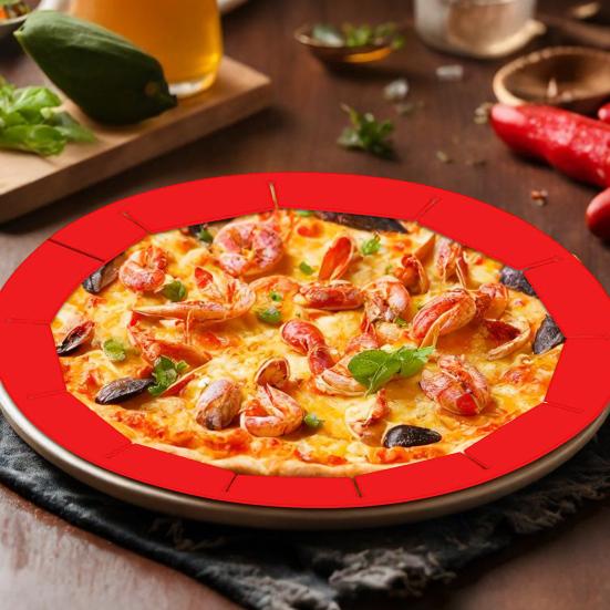 

Silicone Pie Crust Shields Adjustable 8.5-11.4 Inch Pizza Edge Guard Reusable Baking Protector for Perfect Pie Edges червоний