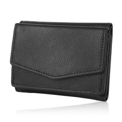 LS LASIEM Mini Folding Bills Without Compact Genuine Leather Small Wallet with Coin Purse and Card Black Men's Wallet, Tri-fold, "Stores Folding"