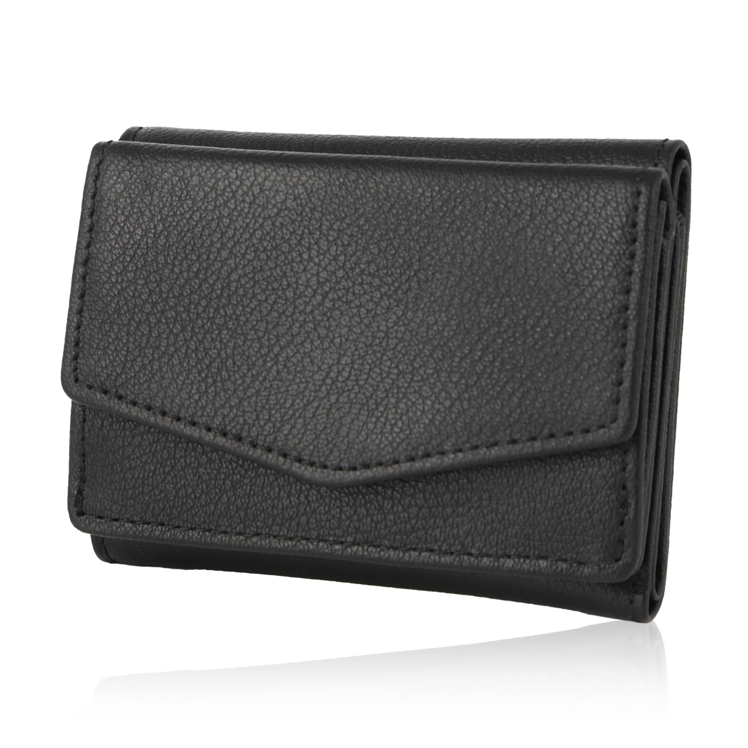 

LS LASIEM Мини складной кошелек для купюр из компактной натуральной кожи, маленький кошелек с отделением для монет и карт, черный мужской кошелек, тройного сложения, Складывает