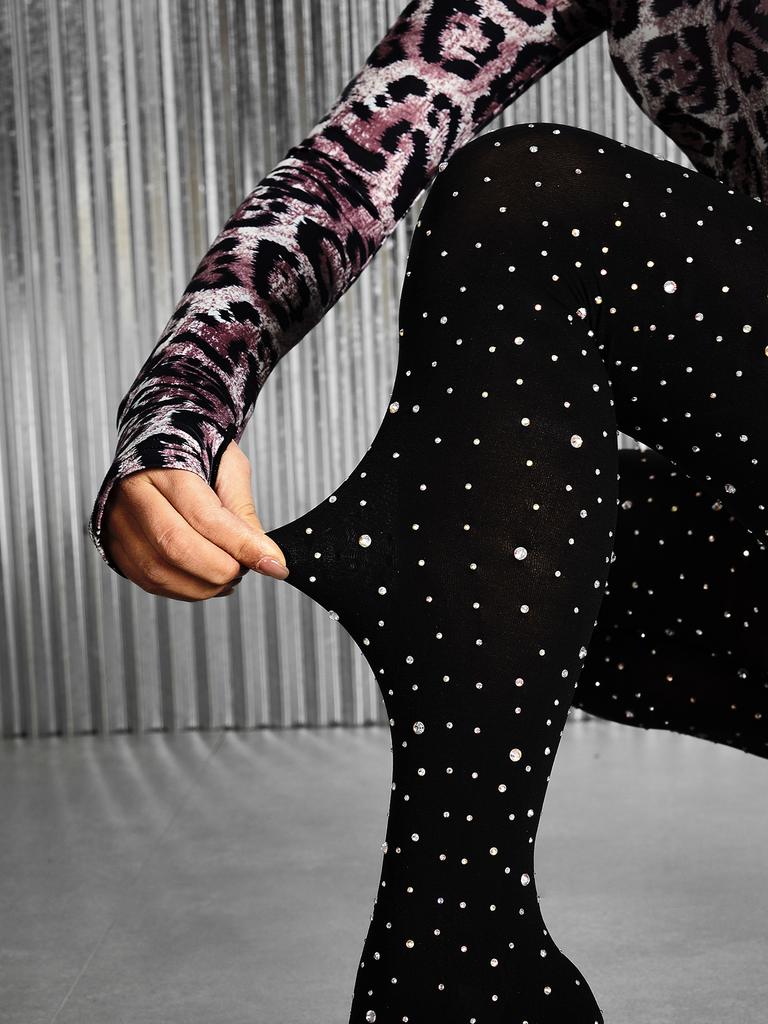 Fashion Pants and Boots Water Diamond High Heels Elastic Pointed Women's Shoes Thigh High Boots Women Shoes Plus Size35-45