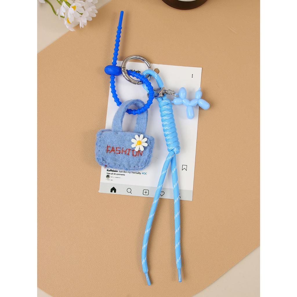 Ins wind wool felt mini bag cute balloon dog braided rope bag pendant versatile keychain car hanging