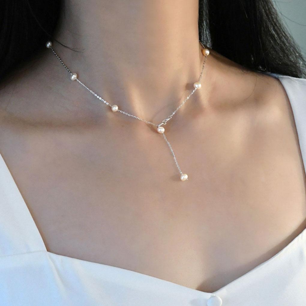 

Glamorous 925 Pearl Necklace Exquisite Craft Suitable For Party And Shows High-end Texture Chain CN