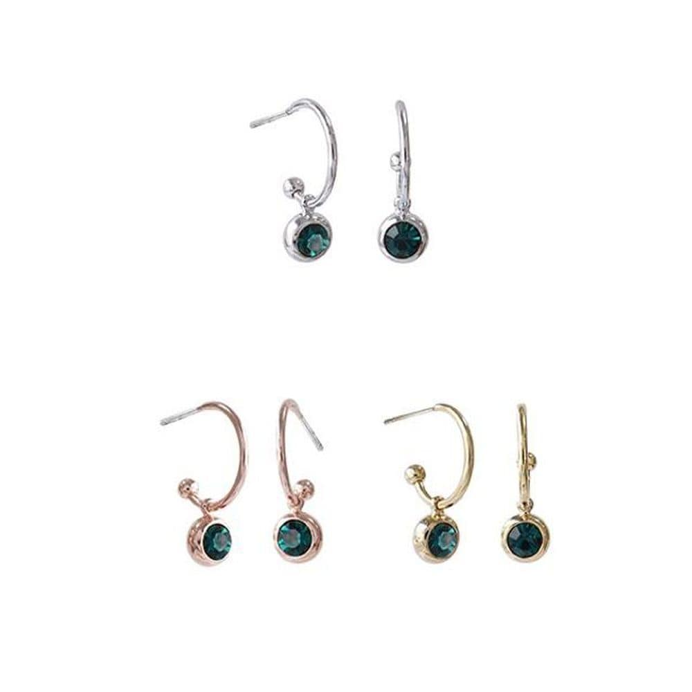E367 4mm Emerald Austrian Crystal Earrings