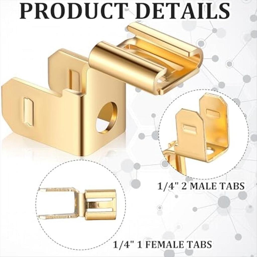 BHBL 50Pcs Piggyback Spade Connectors Quick Disconnect Electrical 3 Way Adapter,1/4Inch 2 Male and 1 Female Tabs